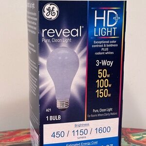 Old Style - GE Reveal - 3 Way - Light Bulb - 50/100/150 Watt - not Led
